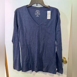 NWT Cuffy's Cape Cod Outfitters Women’s Blue V-neck Long-Sleeve Shirt Size XL
